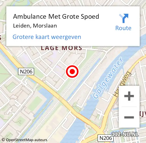 Locatie op kaart van de 112 melding: Ambulance Met Grote Spoed Naar Leiden, Morslaan op 12 september 2019 05:59