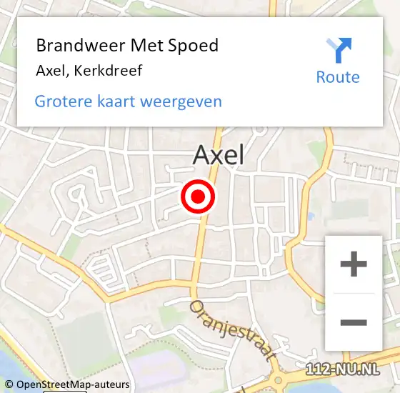 Locatie op kaart van de 112 melding: Brandweer Met Spoed Naar Axel, Kerkdreef op 13 april 2014 14:19