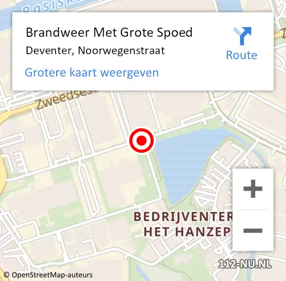 Locatie op kaart van de 112 melding: Brandweer Met Grote Spoed Naar Deventer, Noorwegenstraat op 12 september 2019 06:17