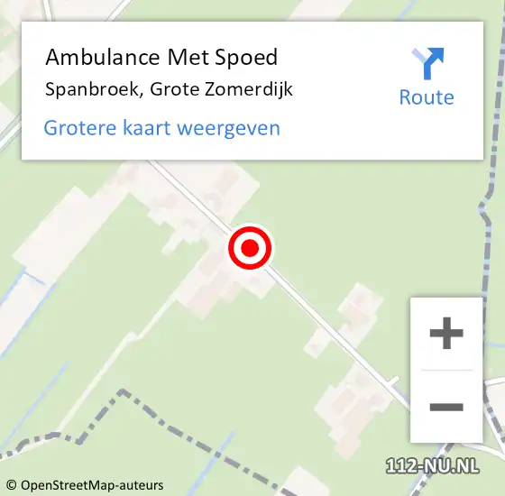 Locatie op kaart van de 112 melding: Ambulance Met Spoed Naar Spanbroek, Grote Zomerdijk op 12 september 2019 06:18