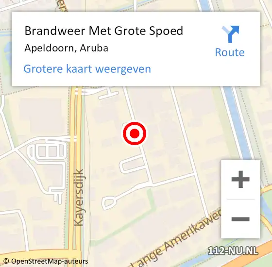 Locatie op kaart van de 112 melding: Brandweer Met Grote Spoed Naar Apeldoorn, Aruba op 12 september 2019 08:06