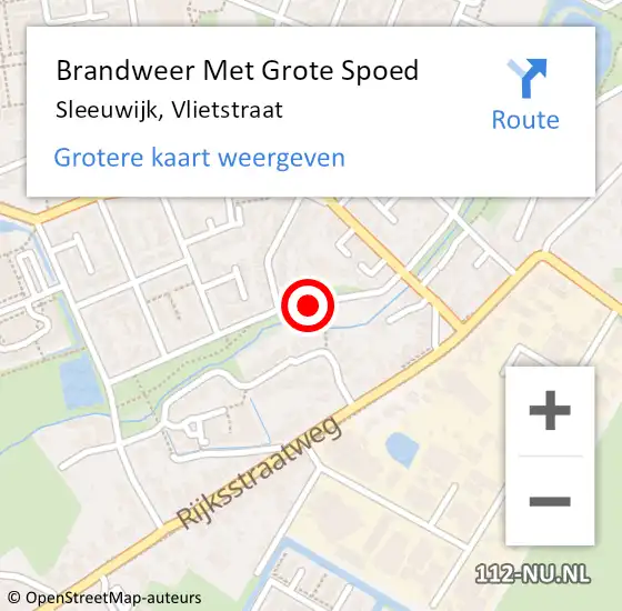 Locatie op kaart van de 112 melding: Brandweer Met Grote Spoed Naar Sleeuwijk, Vlietstraat op 12 september 2019 08:19