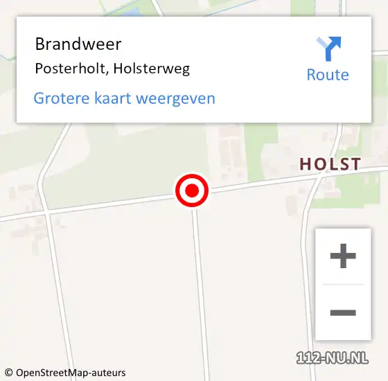 Locatie op kaart van de 112 melding: Brandweer Posterholt, Holsterweg op 12 september 2019 08:30