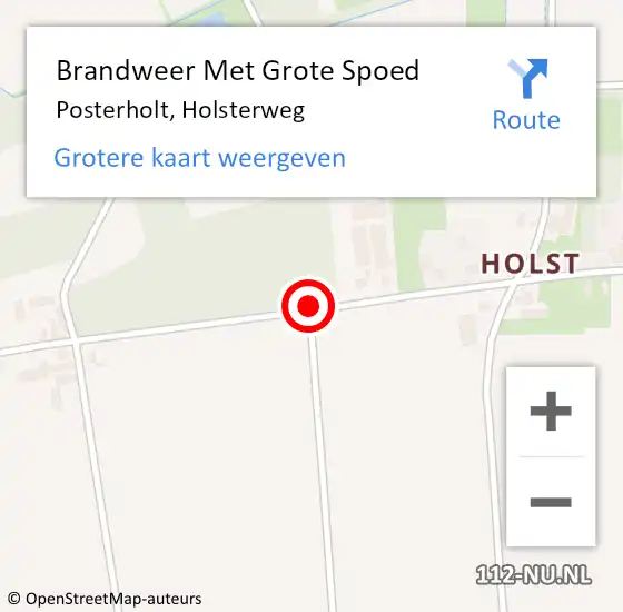 Locatie op kaart van de 112 melding: Brandweer Met Grote Spoed Naar Posterholt, Holsterweg op 12 september 2019 08:31