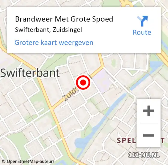 Locatie op kaart van de 112 melding: Brandweer Met Grote Spoed Naar Swifterbant, Zuidsingel op 12 september 2019 08:49