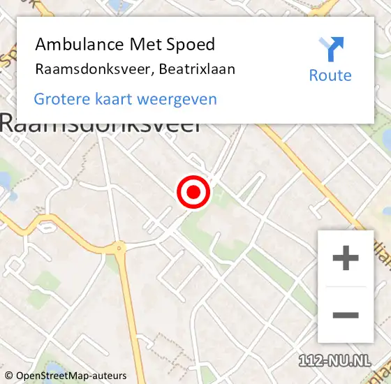 Locatie op kaart van de 112 melding: Ambulance Met Spoed Naar Raamsdonksveer, Beatrixlaan op 12 september 2019 09:03