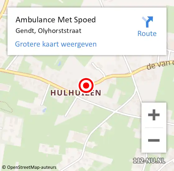 Locatie op kaart van de 112 melding: Ambulance Met Spoed Naar Gendt, Olyhorststraat op 12 september 2019 09:04