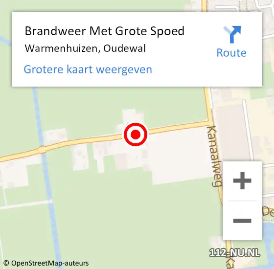 Locatie op kaart van de 112 melding: Brandweer Met Grote Spoed Naar Warmenhuizen, Oudewal op 12 september 2019 09:23