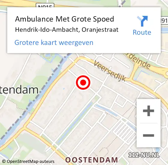 Locatie op kaart van de 112 melding: Ambulance Met Grote Spoed Naar Hendrik-Ido-Ambacht, Oranjestraat op 12 september 2019 09:24