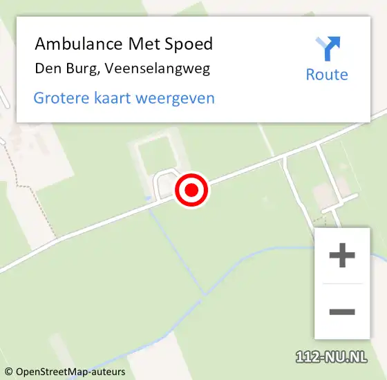 Locatie op kaart van de 112 melding: Ambulance Met Spoed Naar Den Burg, Veenselangweg op 12 september 2019 10:15