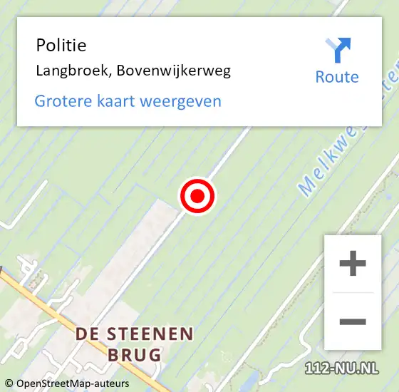 Locatie op kaart van de 112 melding: Politie Langbroek, Bovenwijkerweg op 12 september 2019 10:16