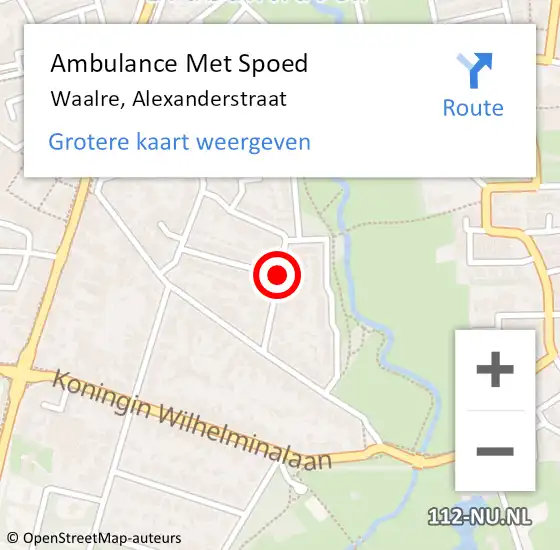 Locatie op kaart van de 112 melding: Ambulance Met Spoed Naar Waalre, Alexanderstraat op 12 september 2019 10:20