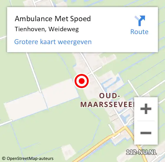 Locatie op kaart van de 112 melding: Ambulance Met Spoed Naar Tienhoven, Weideweg op 13 april 2014 14:53