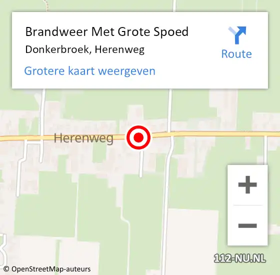 Locatie op kaart van de 112 melding: Brandweer Met Grote Spoed Naar Donkerbroek, Herenweg op 12 september 2019 10:29