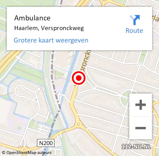 Locatie op kaart van de 112 melding: Ambulance Haarlem, Verspronckweg op 12 september 2019 11:01