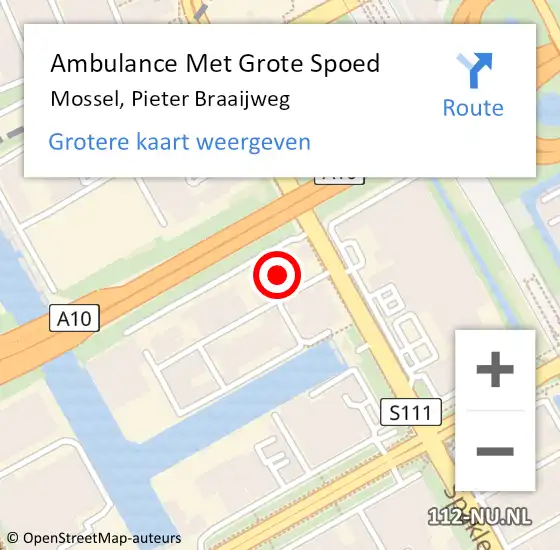 Locatie op kaart van de 112 melding: Ambulance Met Grote Spoed Naar Mossel, Pieter Braaijweg op 12 september 2019 11:01