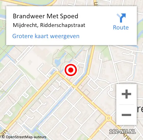 Locatie op kaart van de 112 melding: Brandweer Met Spoed Naar Mijdrecht, Ridderschapstraat op 12 september 2019 11:17