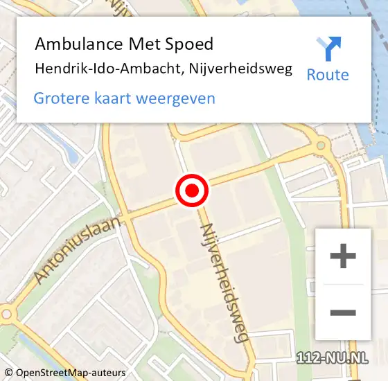 Locatie op kaart van de 112 melding: Ambulance Met Spoed Naar Hendrik-Ido-Ambacht, Nijverheidsweg op 12 september 2019 11:18