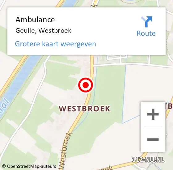 Locatie op kaart van de 112 melding: Ambulance Geulle, Westbroek op 13 april 2014 15:01