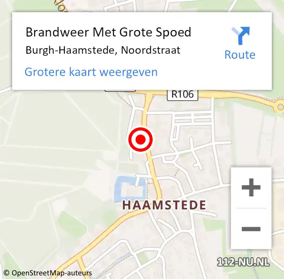 Locatie op kaart van de 112 melding: Brandweer Met Grote Spoed Naar Burgh-Haamstede, Noordstraat op 12 september 2019 11:31