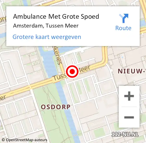 Locatie op kaart van de 112 melding: Ambulance Met Grote Spoed Naar Amsterdam, Tussen Meer op 12 september 2019 11:37