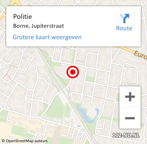 Locatie op kaart van de 112 melding: Politie Borne, Jupiterstraat op 12 september 2019 11:42