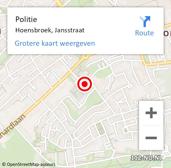 Locatie op kaart van de 112 melding: Politie Hoensbroek, Jansstraat op 12 september 2019 11:54