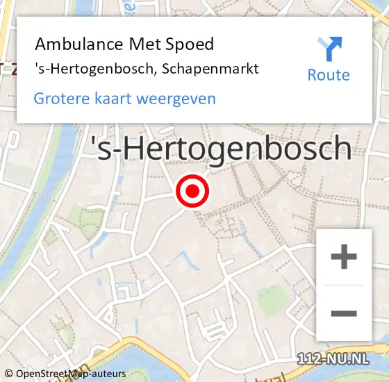 Locatie op kaart van de 112 melding: Ambulance Met Spoed Naar 's-Hertogenbosch, Schapenmarkt op 12 september 2019 12:00