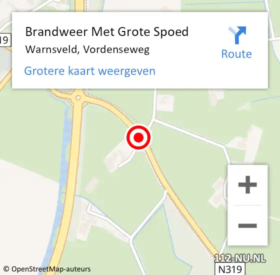 Locatie op kaart van de 112 melding: Brandweer Met Grote Spoed Naar Warnsveld, Vordenseweg op 12 september 2019 12:10