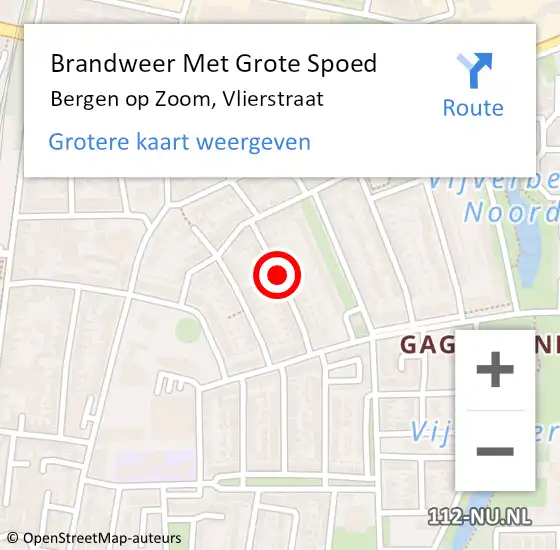 Locatie op kaart van de 112 melding: Brandweer Met Grote Spoed Naar Bergen op Zoom, Vlierstraat op 12 september 2019 12:32