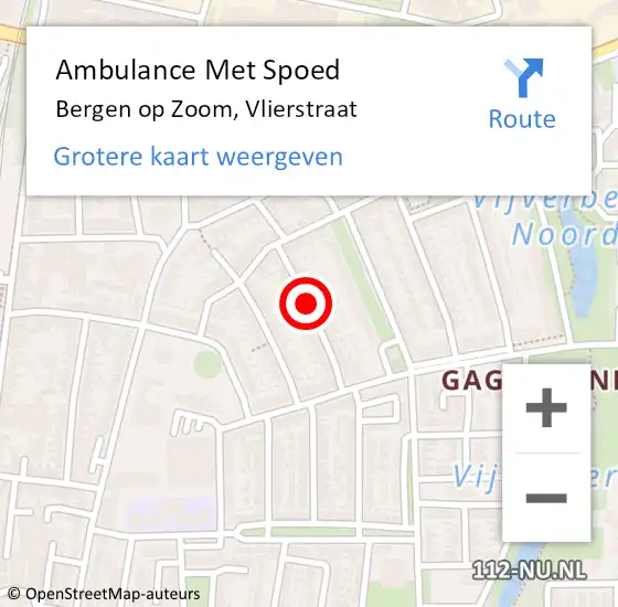 Locatie op kaart van de 112 melding: Ambulance Met Spoed Naar Bergen op Zoom, Vlierstraat op 12 september 2019 12:33