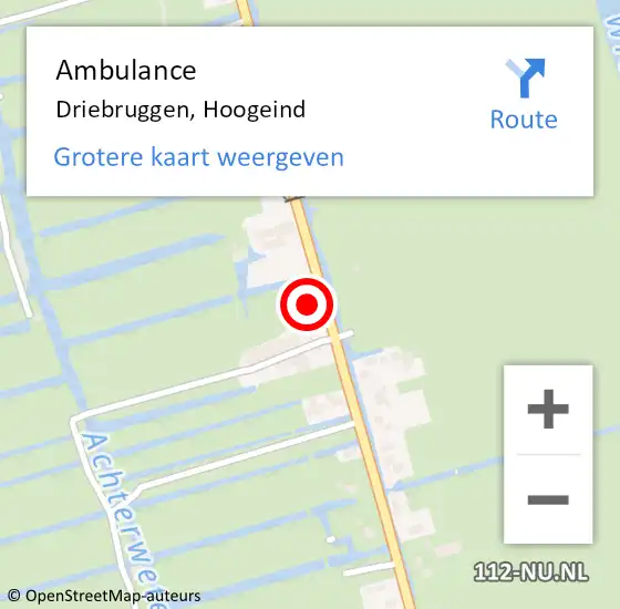 Locatie op kaart van de 112 melding: Ambulance Driebruggen, Hoogeind op 13 april 2014 15:11