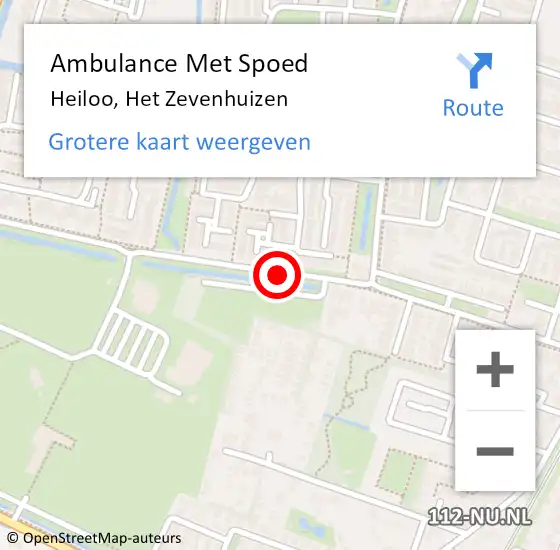 Locatie op kaart van de 112 melding: Ambulance Met Spoed Naar Heiloo, Het Zevenhuizen op 12 september 2019 12:50