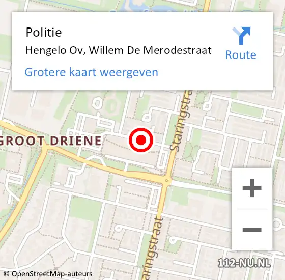 Locatie op kaart van de 112 melding: Politie Hengelo Ov, Willem De Merodestraat op 12 september 2019 13:12