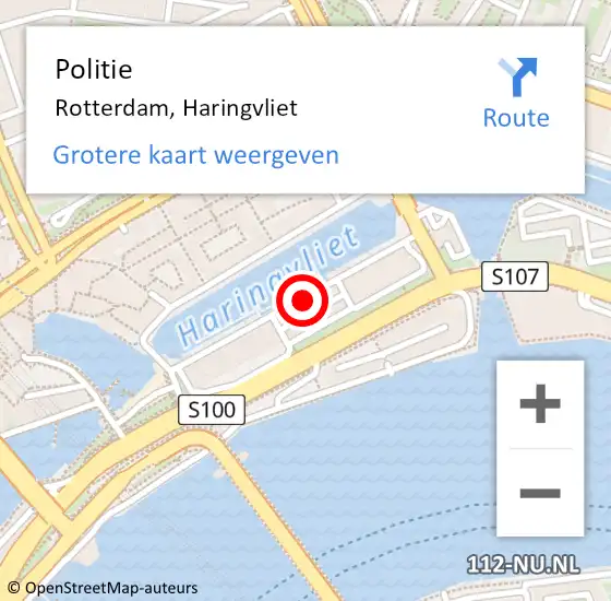 Locatie op kaart van de 112 melding: Politie Rotterdam, Haringvliet op 12 september 2019 13:29