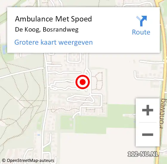Locatie op kaart van de 112 melding: Ambulance Met Spoed Naar De Koog, Bosrandweg op 12 september 2019 13:35