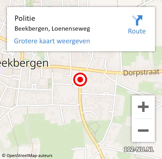 Locatie op kaart van de 112 melding: Politie Beekbergen, Loenenseweg op 12 september 2019 13:50