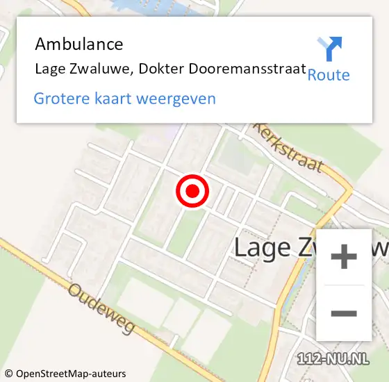 Locatie op kaart van de 112 melding: Ambulance Lage Zwaluwe, Dokter Dooremansstraat op 12 september 2019 13:58