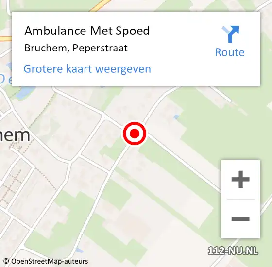 Locatie op kaart van de 112 melding: Ambulance Met Spoed Naar Bruchem, Peperstraat op 12 september 2019 14:07