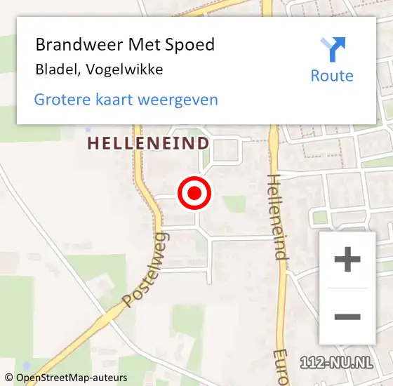 Locatie op kaart van de 112 melding: Brandweer Met Spoed Naar Bladel, Vogelwikke op 12 september 2019 14:23