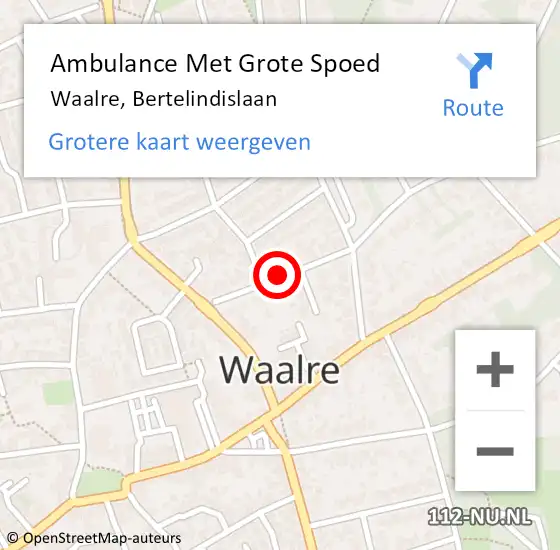 Locatie op kaart van de 112 melding: Ambulance Met Grote Spoed Naar Waalre, Bertelindislaan op 12 september 2019 14:29