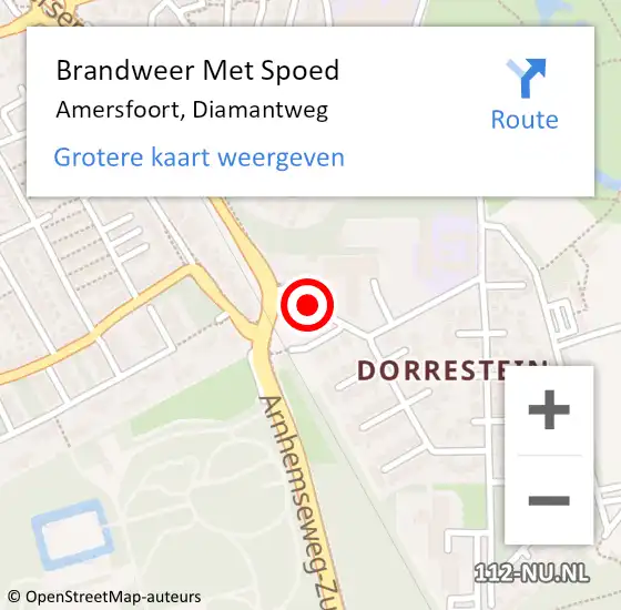 Locatie op kaart van de 112 melding: Brandweer Met Spoed Naar Amersfoort, Diamantweg op 12 september 2019 14:31