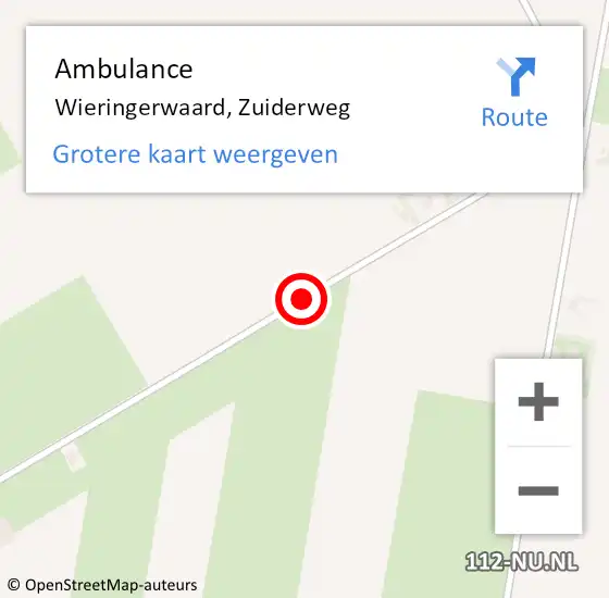 Locatie op kaart van de 112 melding: Ambulance Wieringerwaard, Zuiderweg op 12 september 2019 14:48