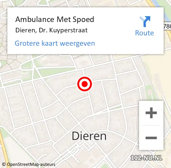 Locatie op kaart van de 112 melding: Ambulance Met Spoed Naar Dieren, Dr. Kuyperstraat op 12 september 2019 14:52