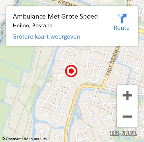 Locatie op kaart van de 112 melding: Ambulance Met Grote Spoed Naar Heiloo, Bosrank op 12 september 2019 14:58