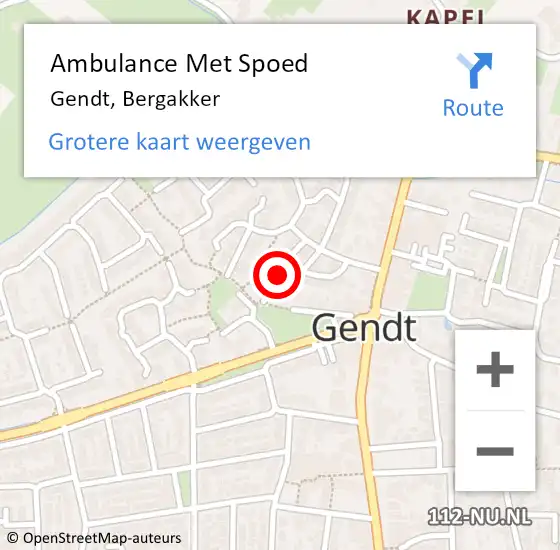 Locatie op kaart van de 112 melding: Ambulance Met Spoed Naar Gendt, Bergakker op 12 september 2019 15:08