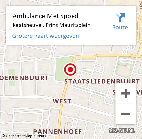 Locatie op kaart van de 112 melding: Ambulance Met Spoed Naar Kaatsheuvel, Prins Mauritsplein op 12 september 2019 15:11