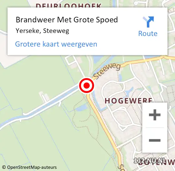 Locatie op kaart van de 112 melding: Brandweer Met Grote Spoed Naar Yerseke, Steeweg op 12 september 2019 15:12