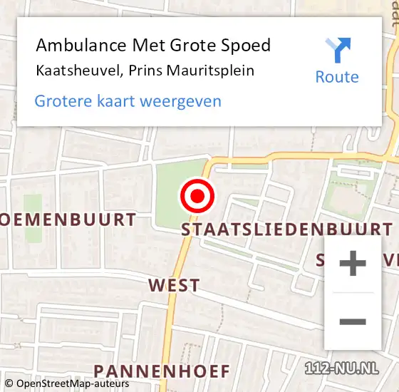 Locatie op kaart van de 112 melding: Ambulance Met Grote Spoed Naar Kaatsheuvel, Prins Mauritsplein op 12 september 2019 15:15