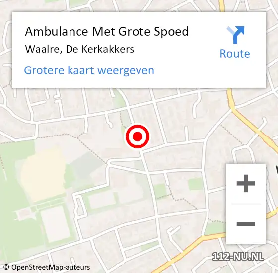 Locatie op kaart van de 112 melding: Ambulance Met Grote Spoed Naar Waalre, De Kerkakkers op 12 september 2019 15:21
